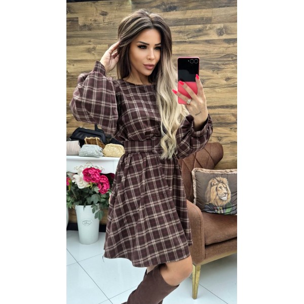 Рокля Pepita в кафяво